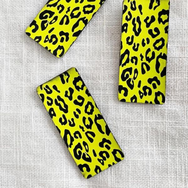 Aufnäher Label - Leo Print - neongelb - für einzigartige Nähprojekte, Strickwerke & Gebasteltes