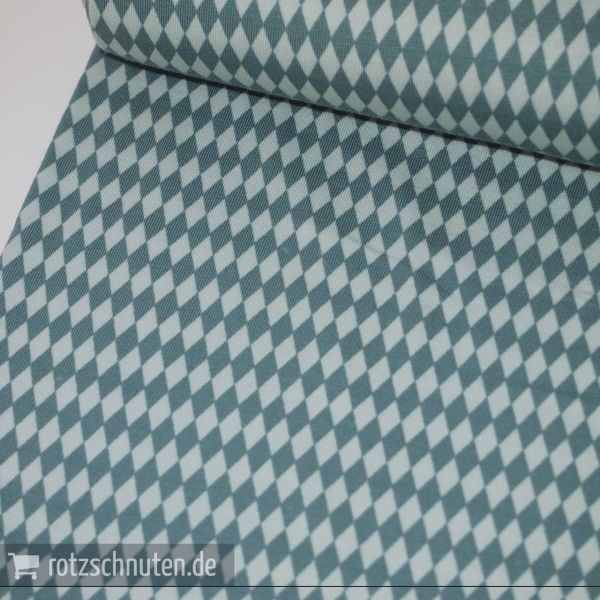 Baumwolljersey HARLEKIN Karo Rauten mint grün