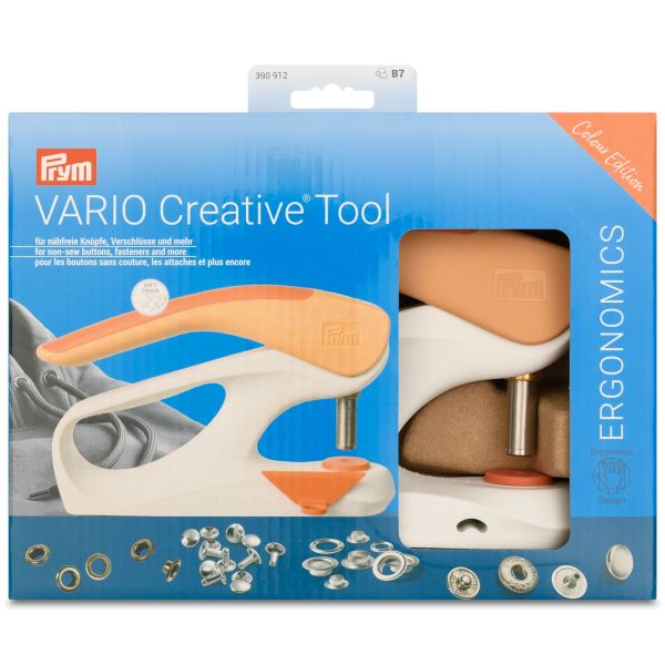 PRYM Vario Creative Tool für Ösen Nieten und Druckknöpfe apricot - mit Lochwerkzeug Starter Set-