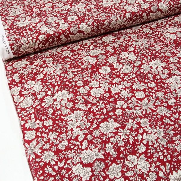 Baumwolle Blüten Blumen dunkelrot bordeaux - Liberty Emily Belle claret