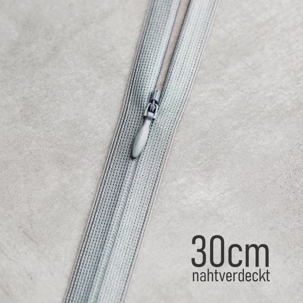Nahtverdeckter Reißverschluss helles Graublau 30cm – meetMILK Sky