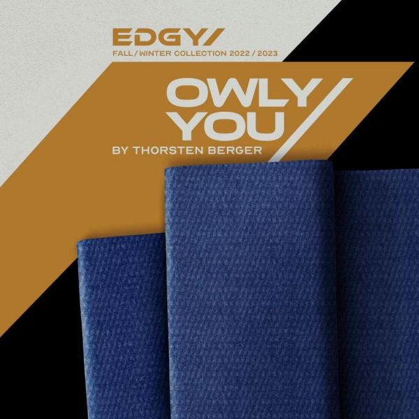 Sweat Washed Knit Optik dunkelblau - French Terry Owly You Kombistoff von Thorsten Berger