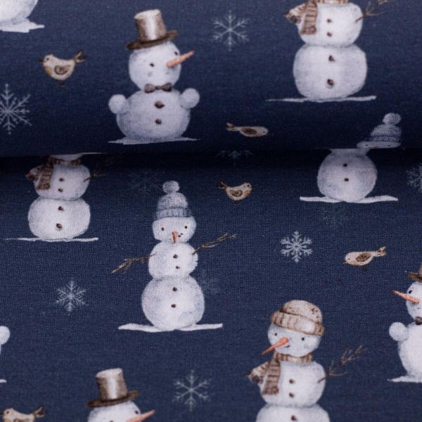 Sweat mit Schneemann blau - French Terry Snowman Beyond Nordic