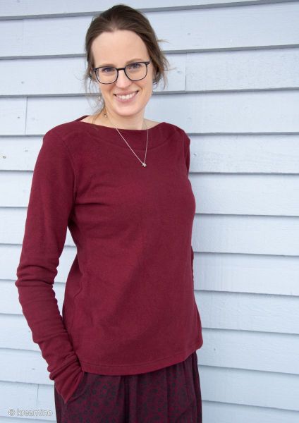 Weicher dicker Strickstoff in bordeaux rot – Strick Bono von Swafing