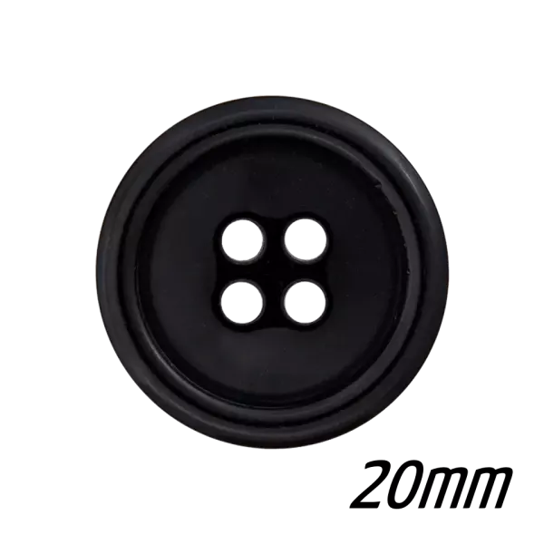 Schwarzer Knopf 20 mm aus Polyester mit 4 Löchern