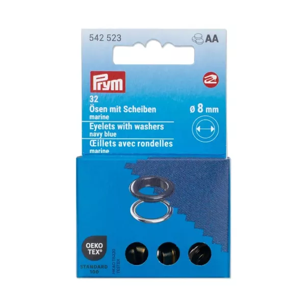 20 Ösen mit Scheiben 8mm navy blau - für das Prym Vario Creative Tool