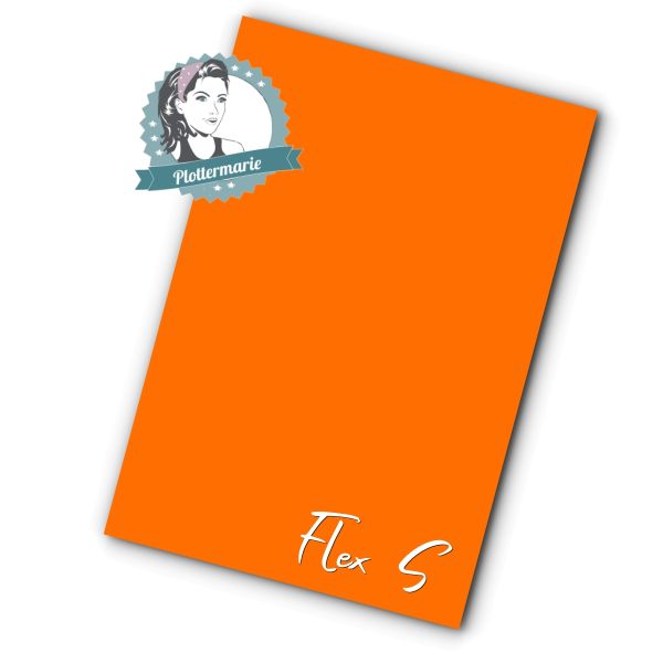 Flexfolie für Textildruck neon orange A4 - Plotterfolie von Plottermarie Flex S Premium 80µ