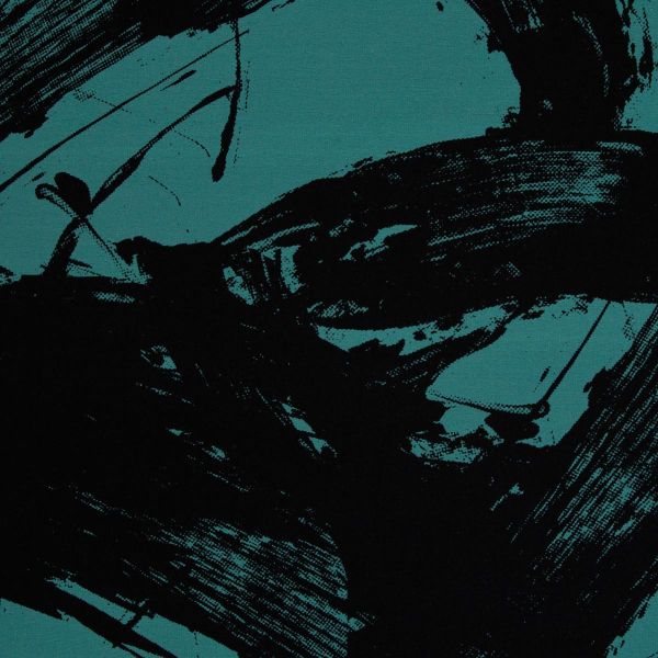 French Terry abstrakt petrol schwarz - Salty Soul Eddie the Crab Kombi by Thorsten Berger