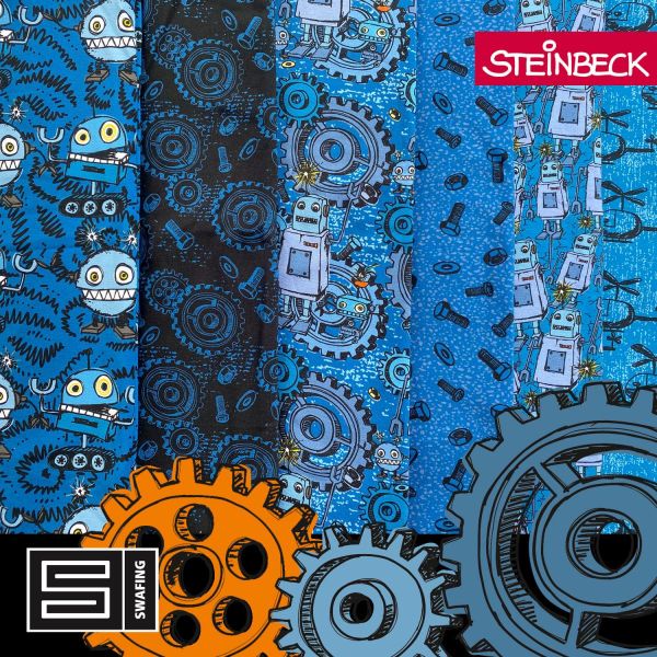 Jersey Roboter Zahnräder Schrauben blau - Happy Metal by Steinbeck von Swafing