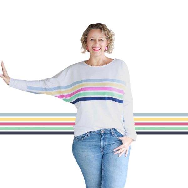 French Terry Panel Simply Stripes weiß bunt – Streifen Sommersweat