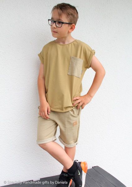 Jacquard Jersey Wabenmuster khaki oliv – Serie Leroy von Swafing - doubleface