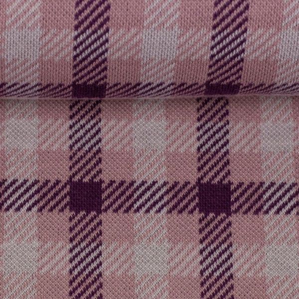 Strick Jacquard mit Karomuster in flieder lila - Design Plaid by Käselotti von Swafing