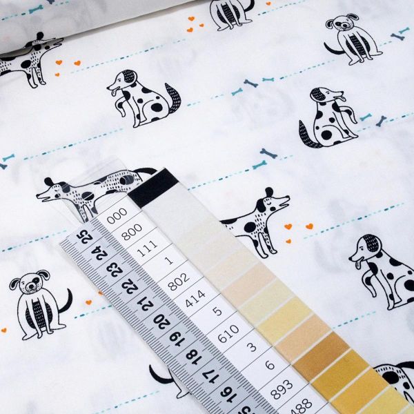 Baumwolle Hunde Herzen weiß schwarz türkis - Oh Woof AGF Good Pup