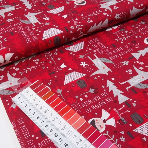 Baumwolle Märchen Rotkäppchen Wolf rot - Little Red by Meags & Me