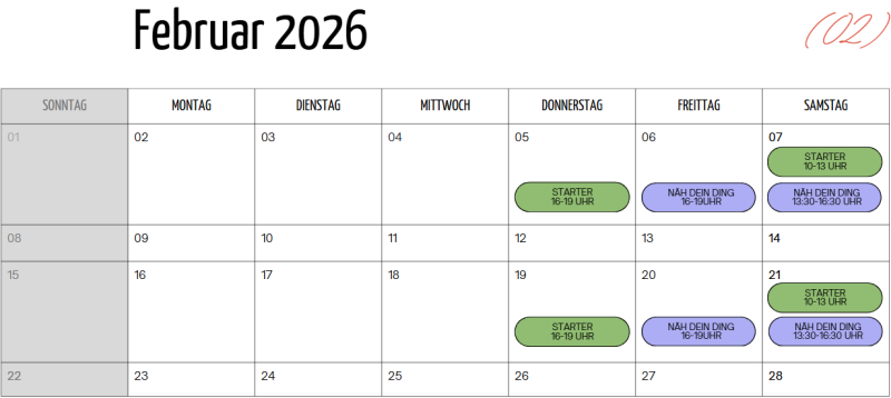 Nähkurse Februar 2026