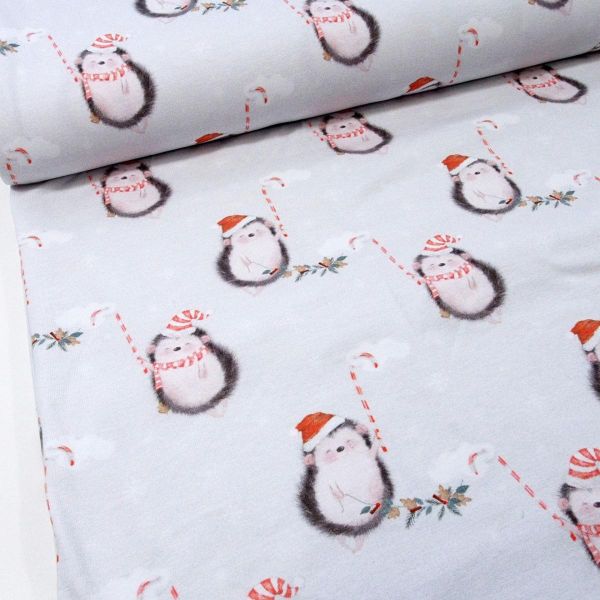 Jersey kleiner Weihnachts Igel hellgrau rot - Ludos Lieblinge von Swafing