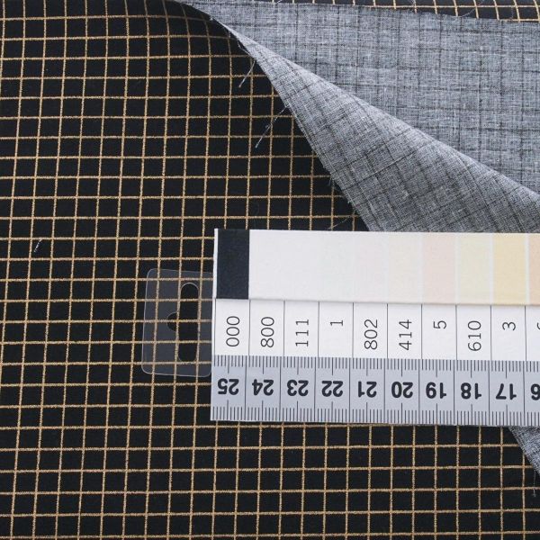 Baumwolle Karo Gitter schwarz gold metallic - Grid by Kimberley Kight