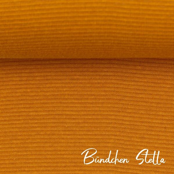 Bündchen Stella mit feinen Streifen ocker senf – Rib Stripes by Swafing