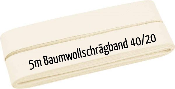 5m Schrägband aus Baumwolle creme - Baumwollschrägband 40/20/10