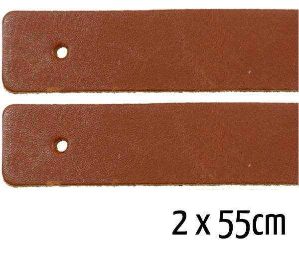 Taschengriff 2er Set aus Echtleder in camel braun – 2 kurze Taschenhenkel je 55cm zum Nieten Schraub