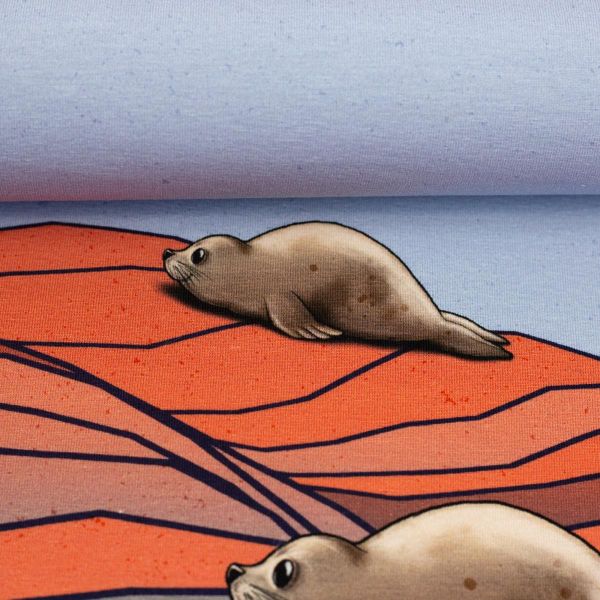 Jersey Robben Dünen beige grau - Salty Soul by Thorsten Berger - 80cm Panel