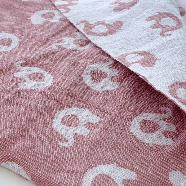 Baumwolle Musselin Jacquard Elefanten altrosa weiß – Doubleface Elephant rose