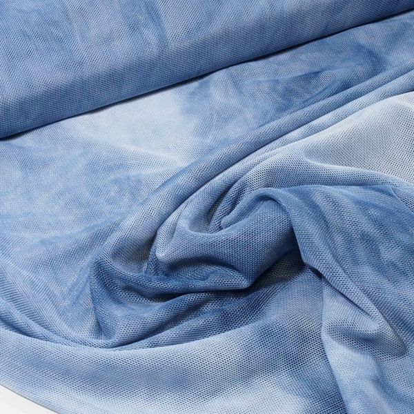 feiner weich fließender Mesh Tüll Batik hellblau für Tücher Cropp Tops & Oversize Shirts