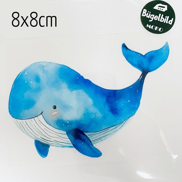 Bügelbild kleiner Wal blau 8x8cm