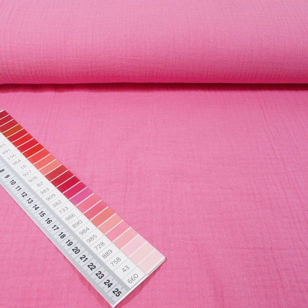 Baumwolle Musselin uni kräftiges rosa - Double Gauze Muslin pink