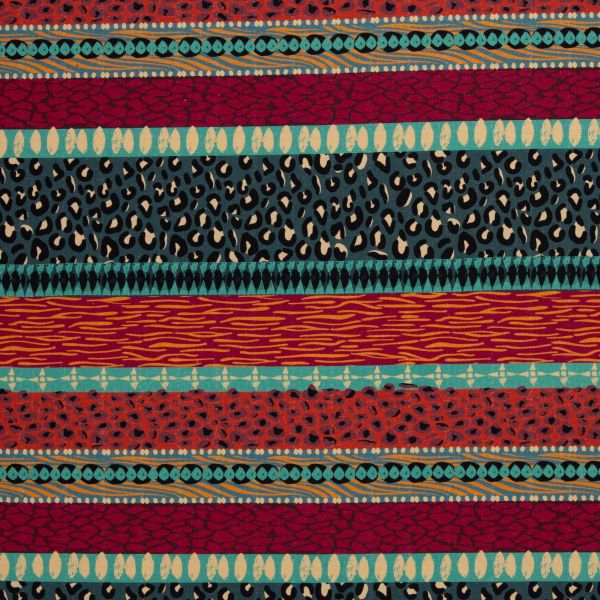 Dekostoff Wild Stripes - Canvas mit wilden Streifen in Rost Bordeaux Türkis