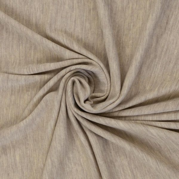 Weicher dünner Merinostrick in beige sand meliert - 100% Schurwolle Merino Strickstoff von Swafing