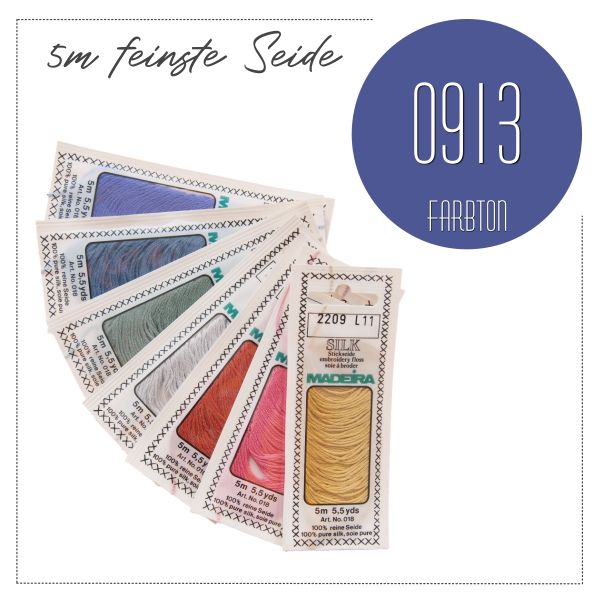 Stickgarn Madeira Silk blau violett 0913 - Sticktwist aus feinster Seide zum Sticken und Applizieren