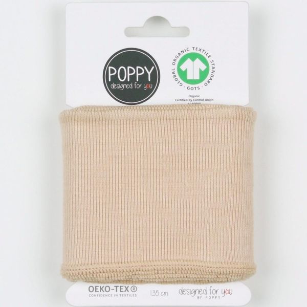 Cuffs Bündchen uni beige für Hoodie & Co - 7cm hoch 135cm lang