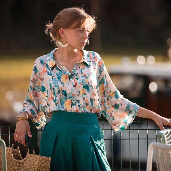 fließende Viskose abstrakt petrol gelb - City Joy M von See You At Six