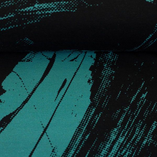 French Terry abstrakt petrol schwarz - Salty Soul Eddie the Crab Kombi by Thorsten Berger