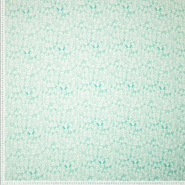 Frottee mit kleinen Häschen mint grün - Handtuchstoff Polly Bunnies