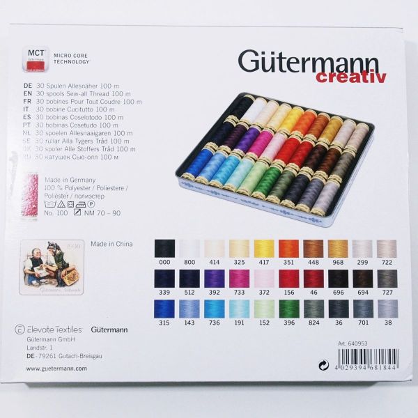 Nähgarn Nostalgie Set bunt - 30x 100m Allesnäher Garn Gütermann 1930 Retro Metalldose Trachten