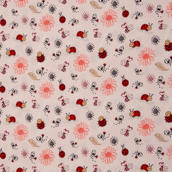 Rippjersey kleine Marienkäfer Bienen Blüten rosa rot – Serie Mia von Swafing