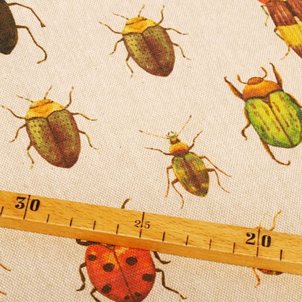 Deko Canvas mit Käfern natur bunt - 140 cm Baumwolle - made in Spain