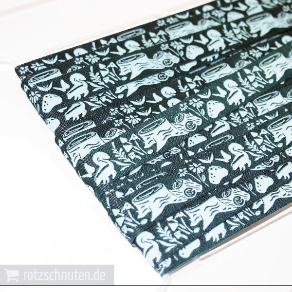 Webband Borte Wald Dachs petrol wendbar – 1,6cm breit – Ribbon Tula Pink