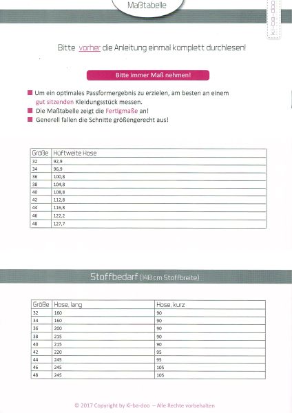 Schnittmuster Hose und Short – Mix & Match von KiBaDoo Gr. 32-48