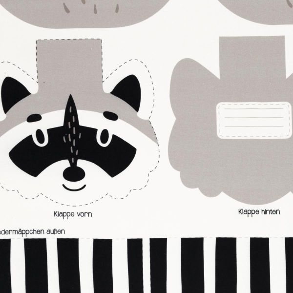 DIY Nähset Turnbeutel Waschbär von Käselotti - Tierbeutel Panel 75x150cm