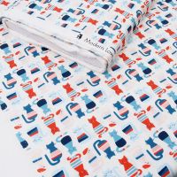 Bio Baumwolle Katzen blau rot - Modern Love Cool Cats by monaluna Bio Baumwolle Katzen blau rot - Modern Love Cool Cats by monaluna