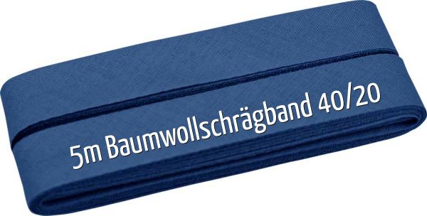 5m Schrägband aus Baumwolle taubenblau - Baumwollschrägband 40/20/10