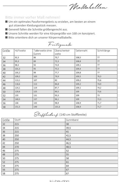 Schnittmuster edle weite Hose Filippa von KiBaDoo - Gr. 32-58