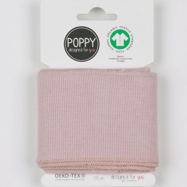 Cuffs Bündchen uni blush zartrosa für Hoodie & Co - 7cm hoch 135cm lang