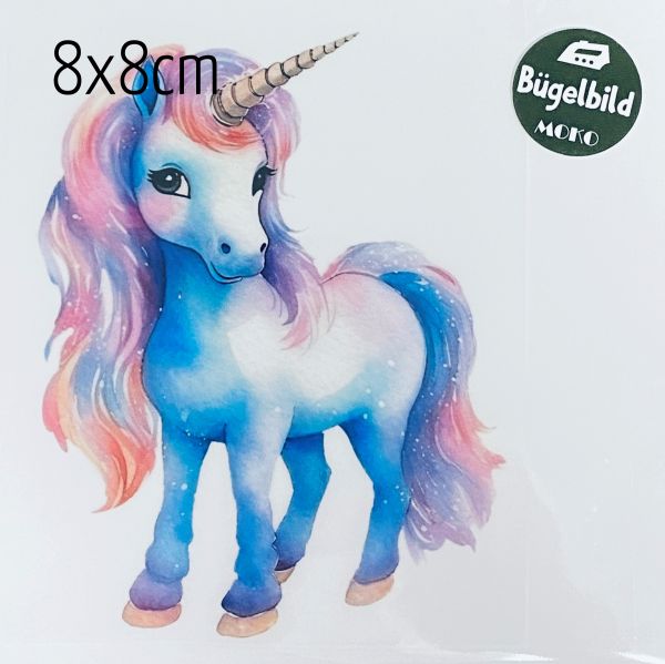 Bügelbild kleines Einhorn bunt 8x8cm