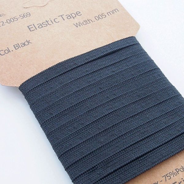 3m schmales Gummiband schwarz 5mm breit – Maskengummi black