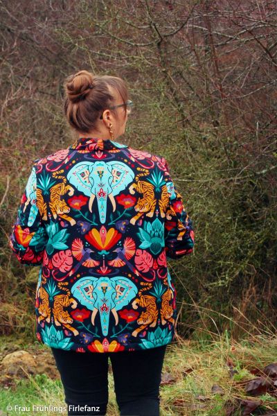 Modal Sweat Elefanten Tiger Blüten bunt - French Terry Design Kanani by Käselotti von Swafing