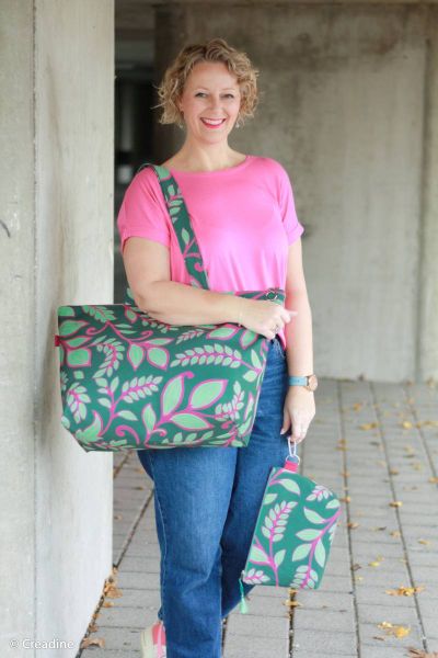 Deko Baumwollstoff Simply Sunshine smaragd pink von Lillesol & Pelle